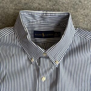 Ralph Lauren Shirt Mens 16 40/41 Blue White Stripe Button Down Long Sleeve